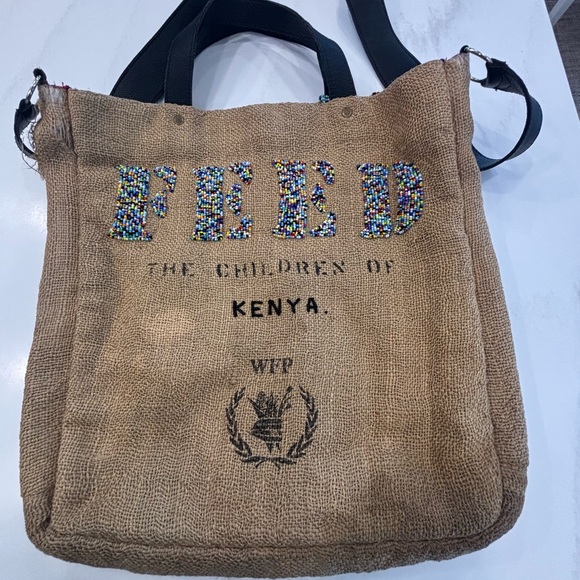 FEED Kenya Natural Jute Tote with Multicolor Beading plus small crossbody bag - Picture 5 of 10